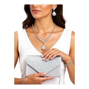 Elegant Silver Necklace and Earring Set